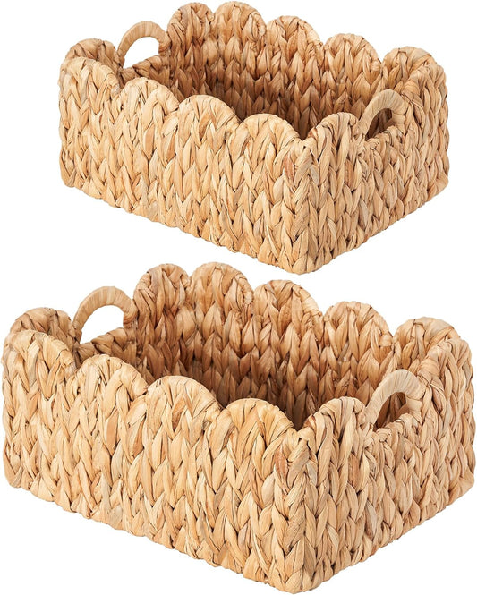 Scalloped Wicker Storage Baskets for Stylish Organization
