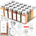 Glass Spice Jars with Label and Stainless Steel Lids - 24 Pack