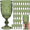 36 Pack Plastic Goblets 10oz Olive Green Retro Embossed - Party Set