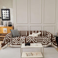 Boho Chenille Sofa Cover Chocolate Geometric - Large 71x118in