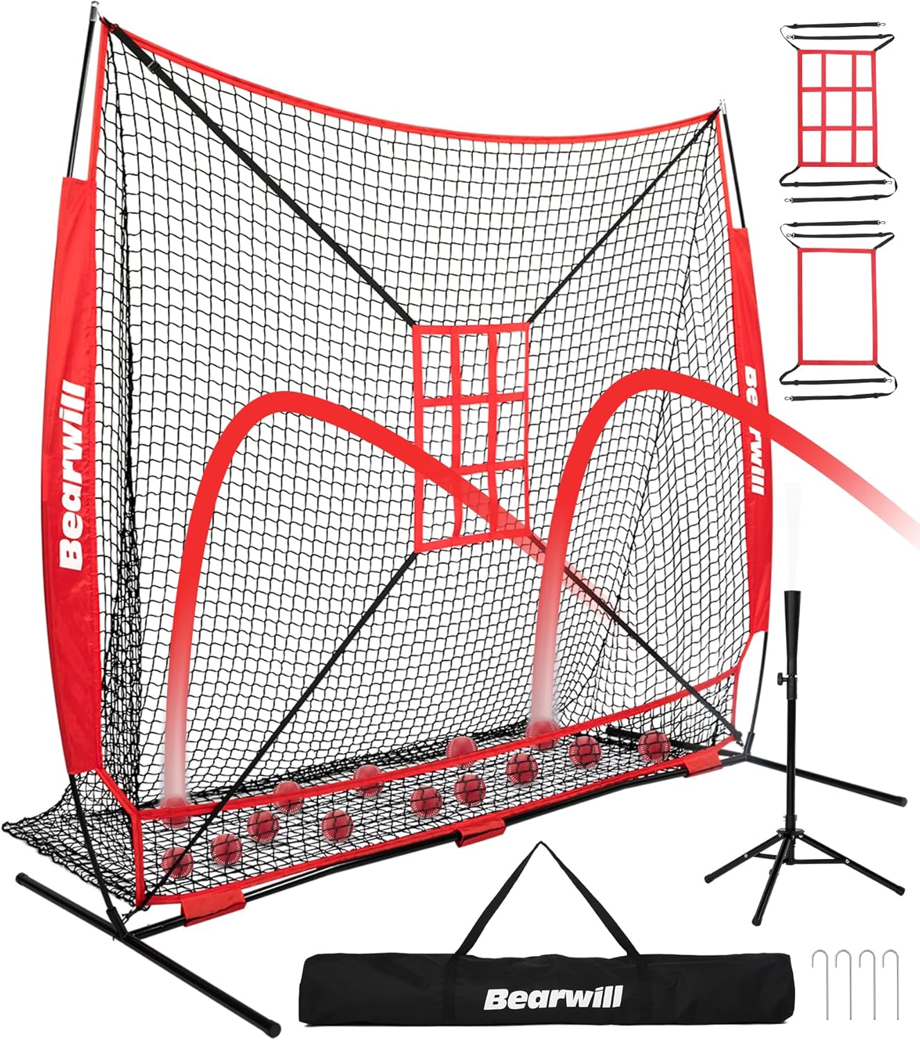 7x7ft Baseball Net with Large Ball Collection System for Practice