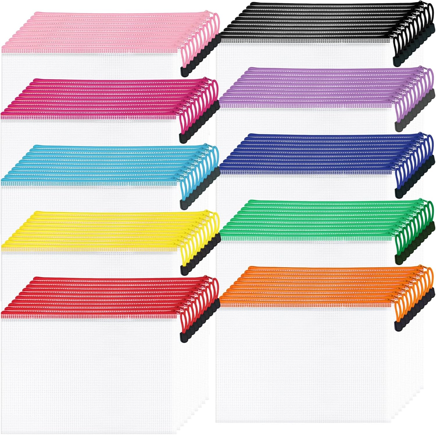 100Pack Mesh Zipper Pouch Bags for Document Storage and More