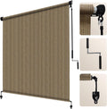 Outdoor Roller Shade 8ft W x 6ft H - Cordless Walnut Patio Shade