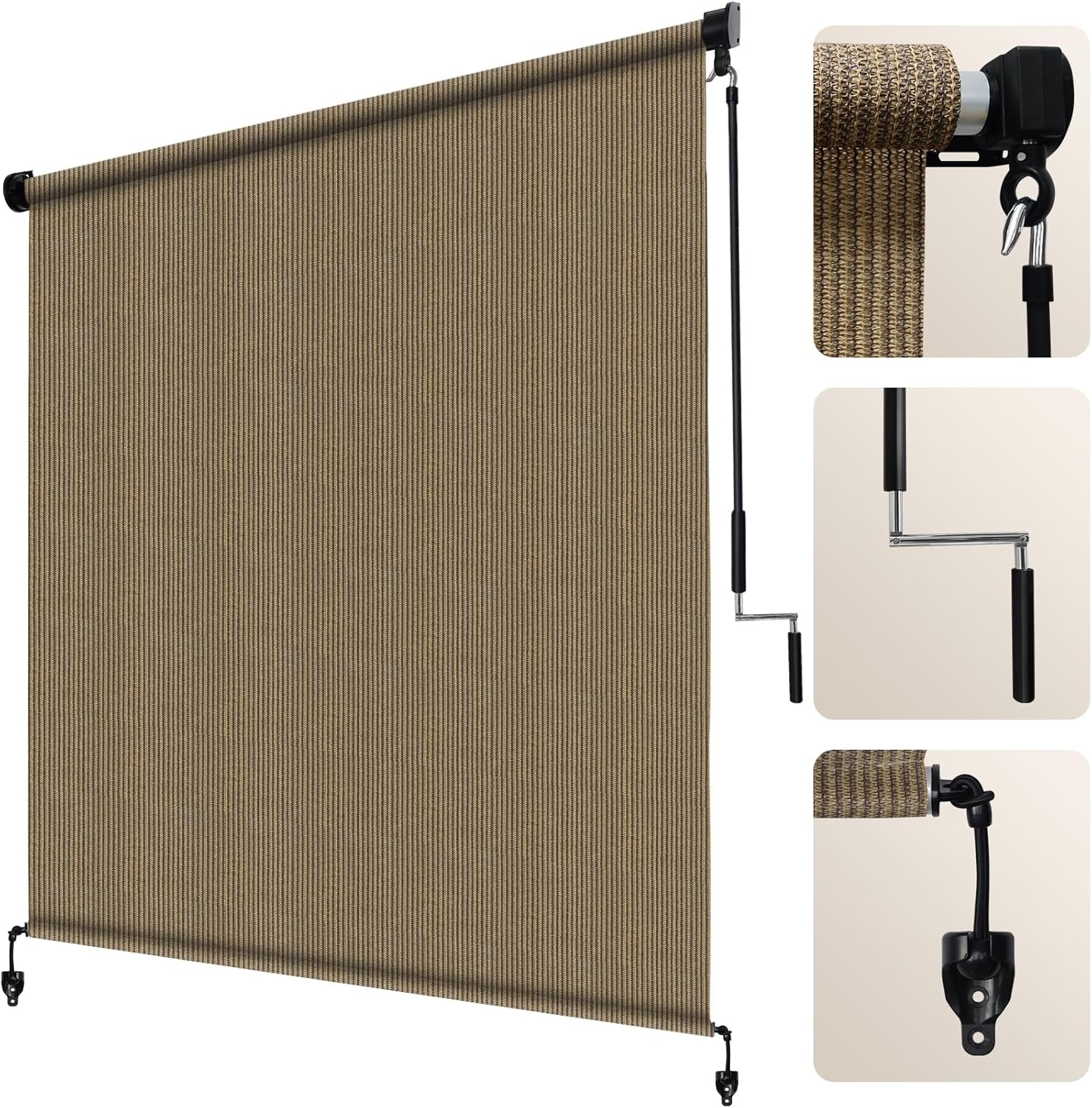 Artpuch Outdoor Roller Shade for Patio - Cordless Blinds 8ft W x 6ft H