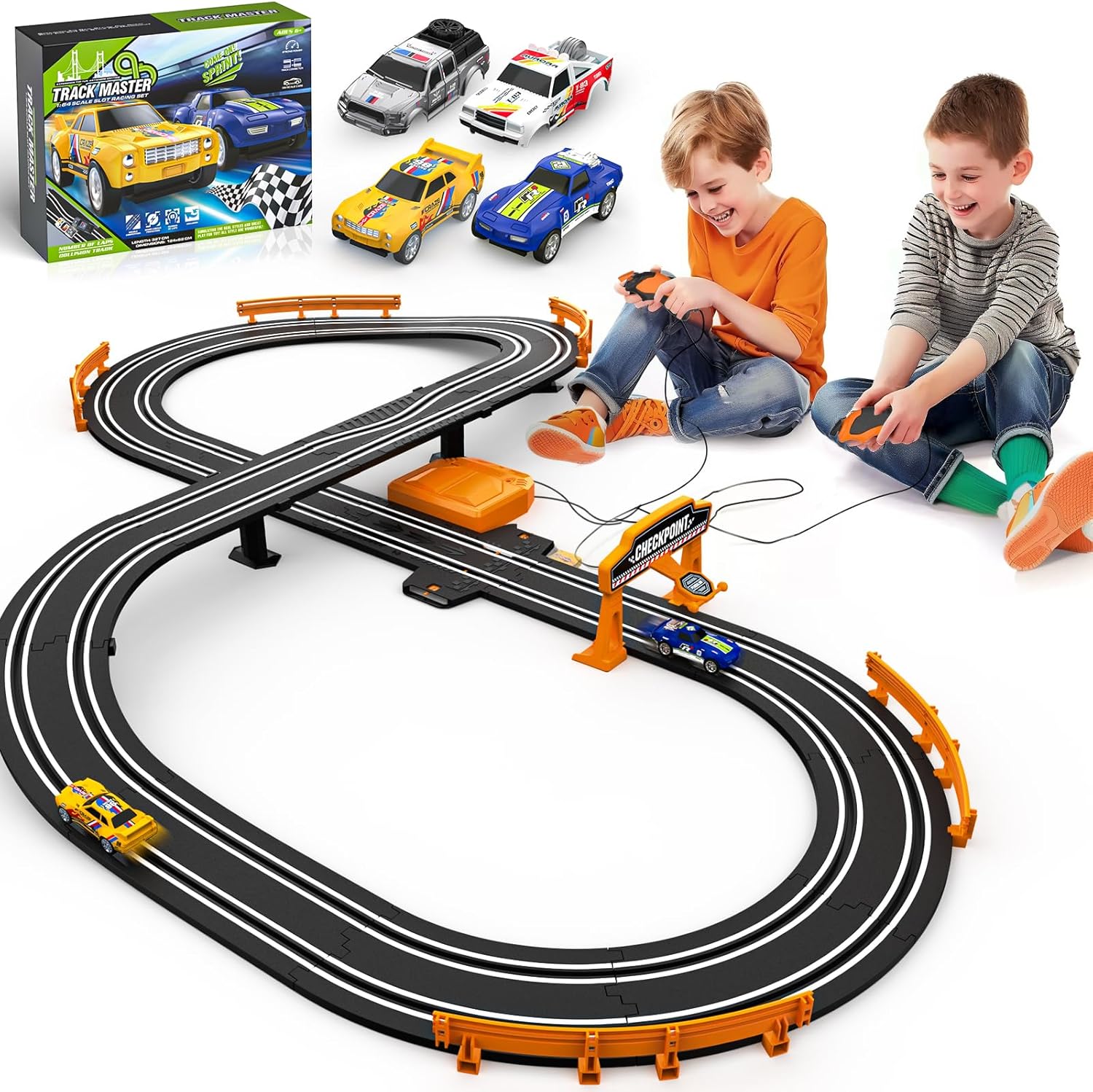 Dual Racing Slot Car Track Set with High-Speed Cars