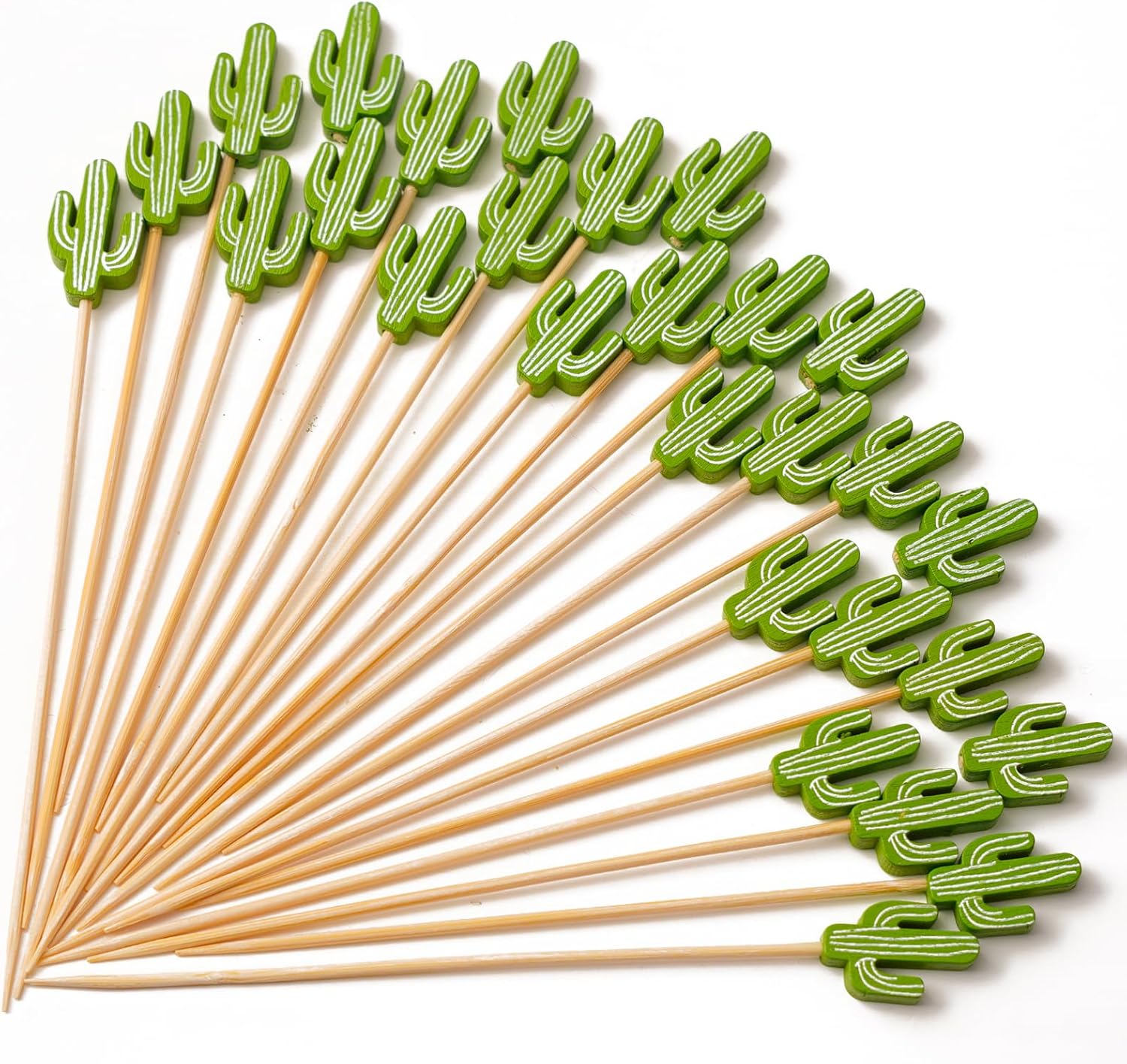 PuTwo Handmade Bamboo Cacti Picks 100pcs - Eco-Friendly Cocktail Toothpicks