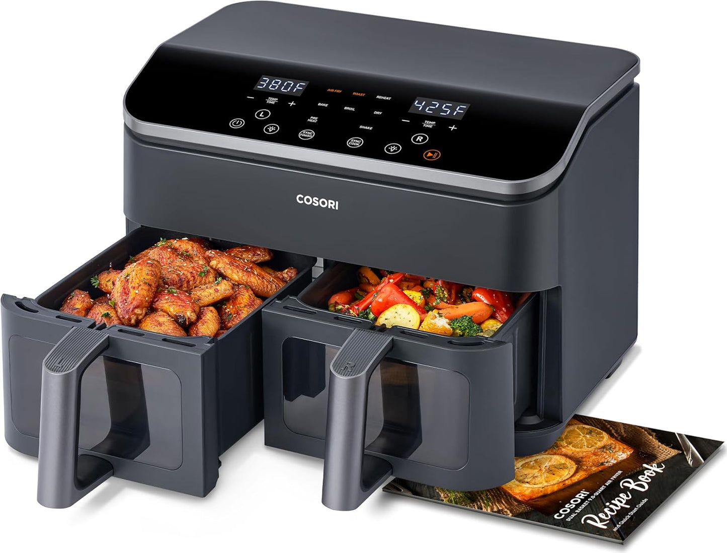 COSORI 9Qt Dual Air Fryer: Family-Size, Time-Saving, 10-in-1 Cooking!
