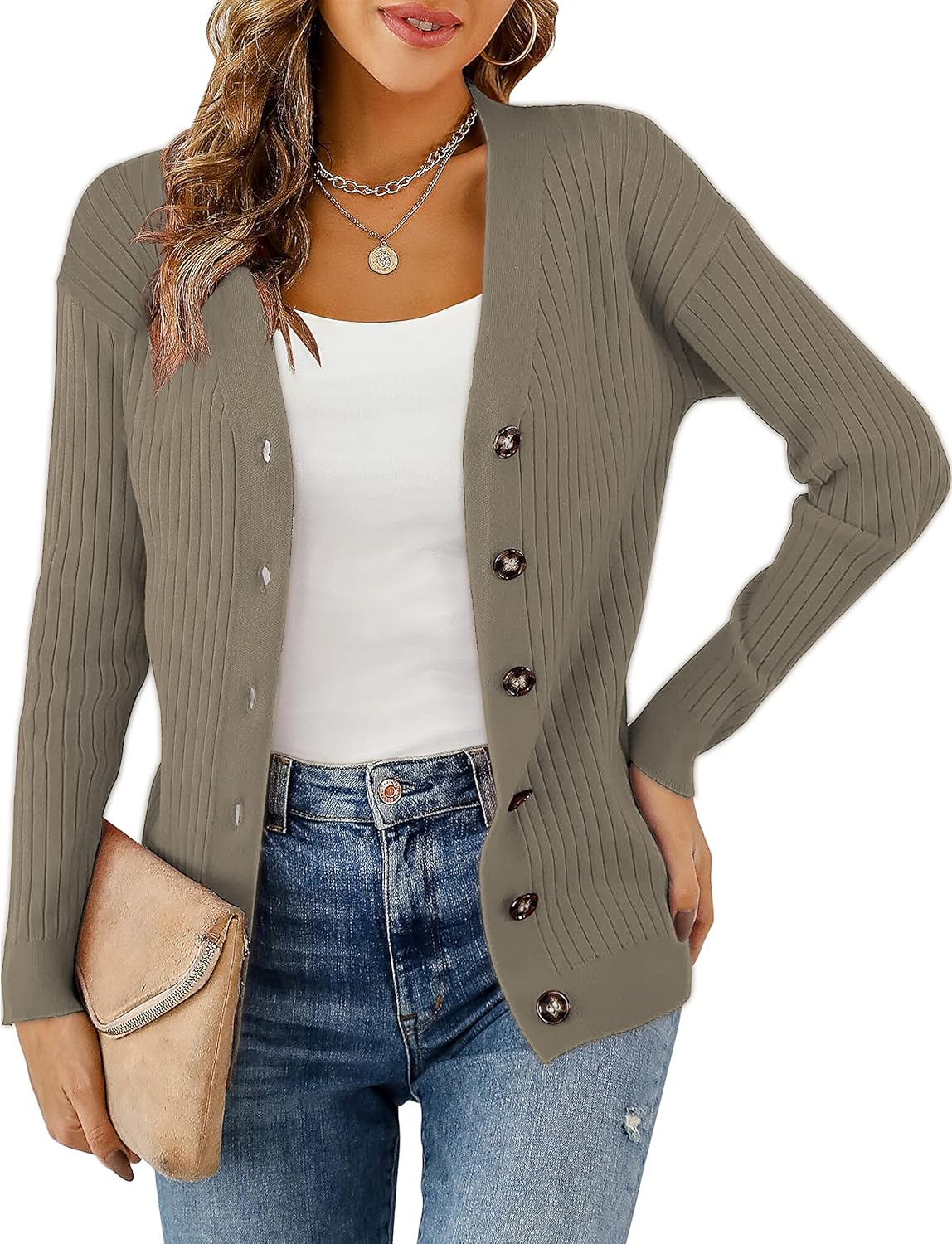LIENRIDY Women's Knit Cardigan Long Sleeve Button Down Sweater
