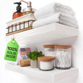 Wood Floating Shelves for Wall White - Set of 2 - Solid Pine