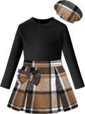 DONWEN Girl Skirt Sets 3 Piece Plaid Outfit - Cozy Fall Winter Style
