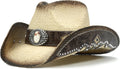 Cowboy Hats for Women and Men Straw Western Hat Distressed Black