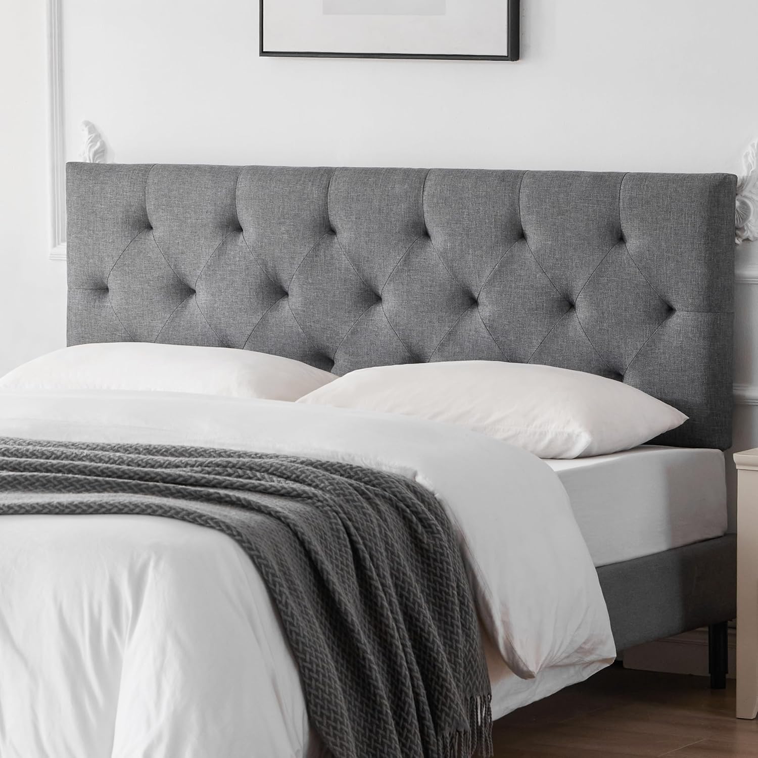 Linen Upholstered Full Size Headboard with Adjustable Height