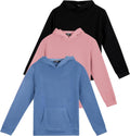 Girls Soft Brushed Fleece Pullover Hoodie 3 Pack - Warm Everyday Wear
