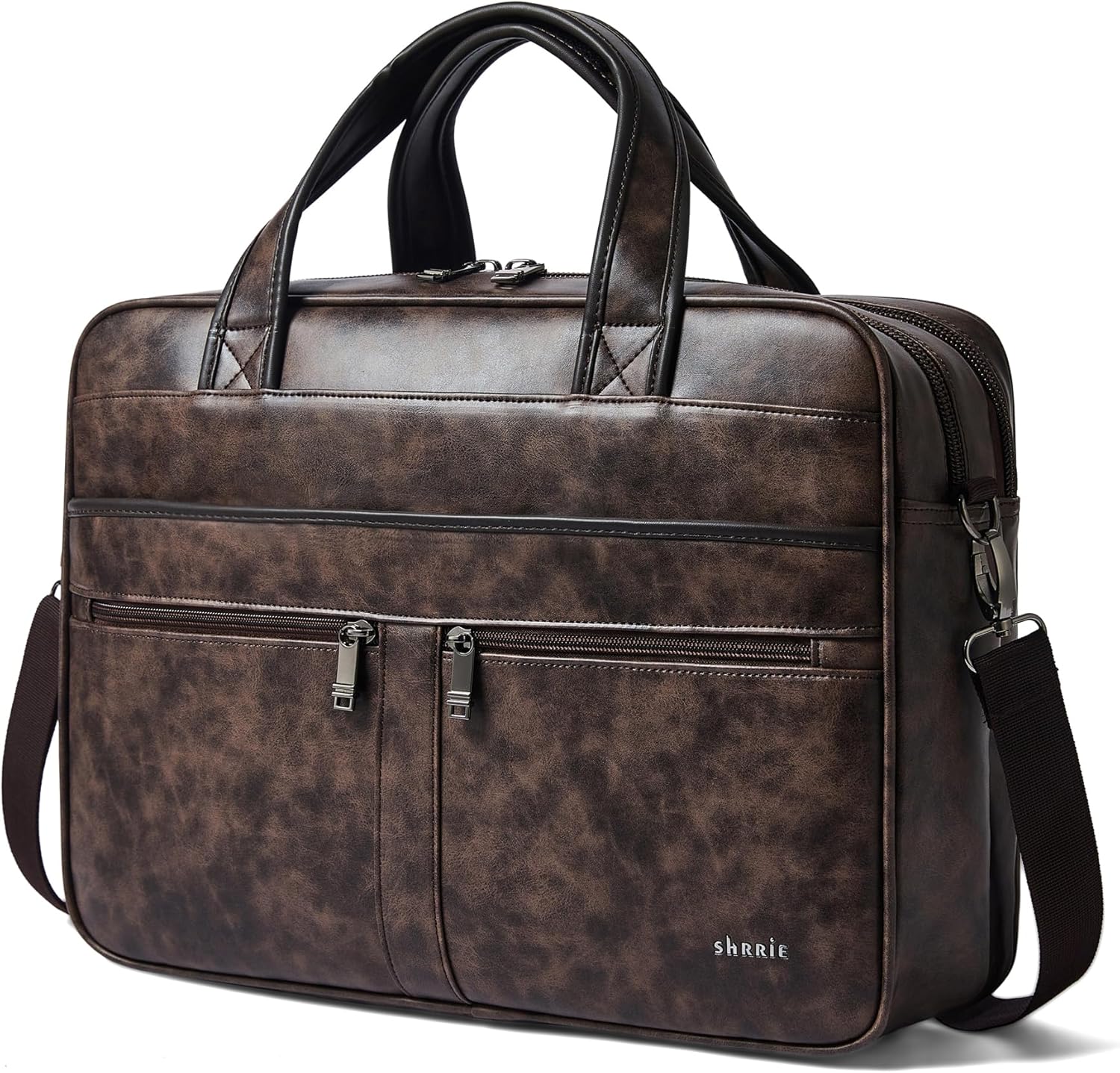 Shrrie Leather Messenger Bag for Men and Women - 16 inch Laptop