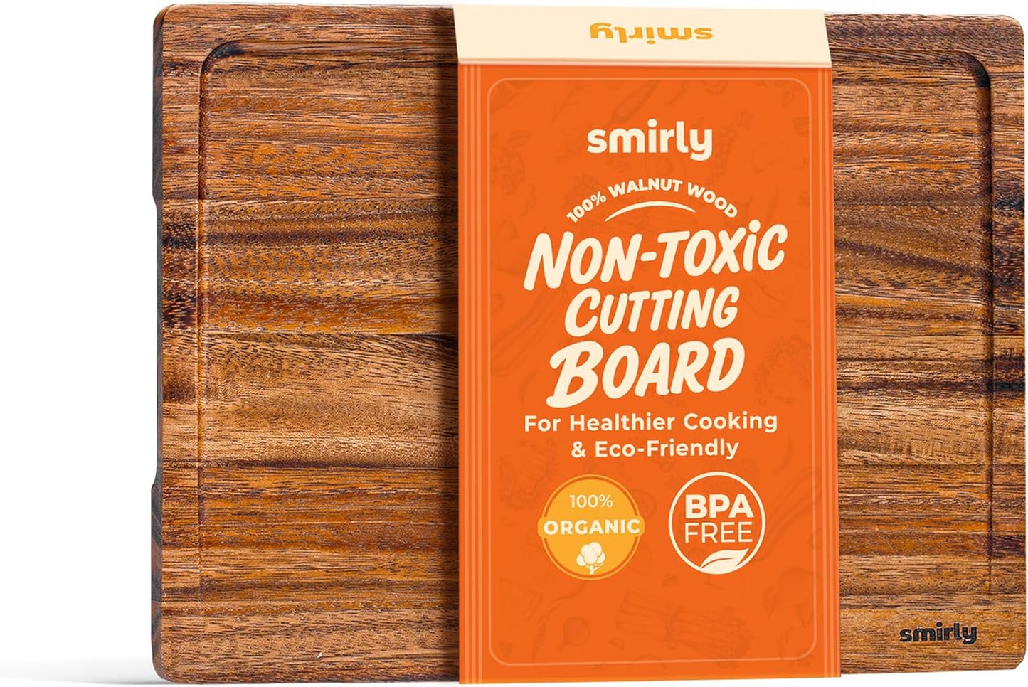 Walnut Wood Cutting Boards Set with Juice Grooves for Kitchen
