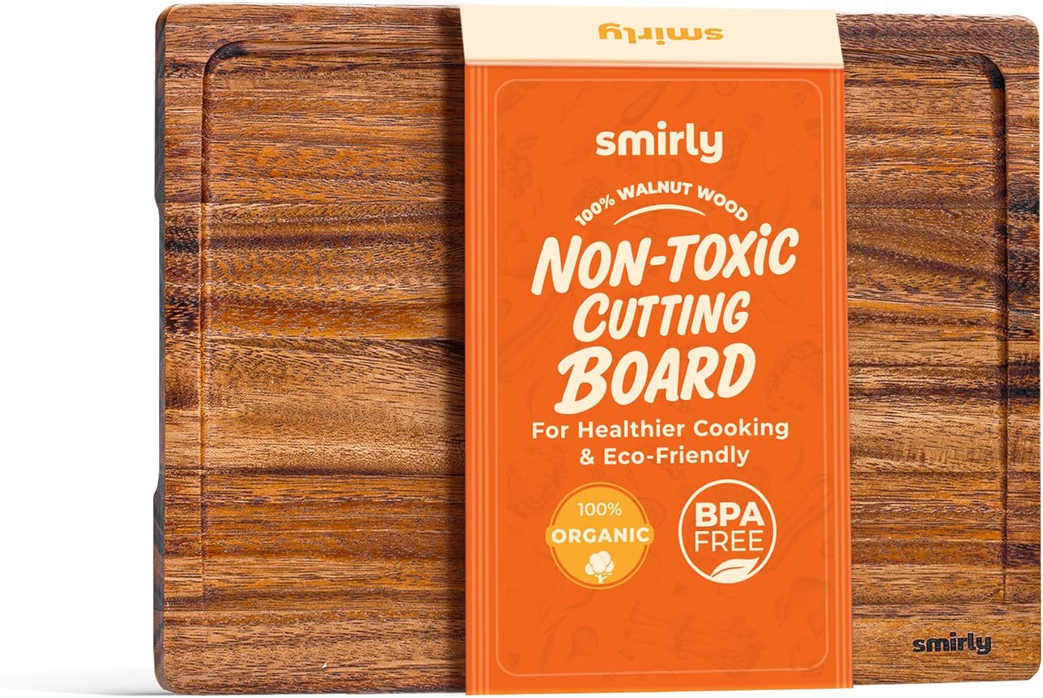 Walnut Wood Cutting Boards Set with Juice Grooves for Kitchen