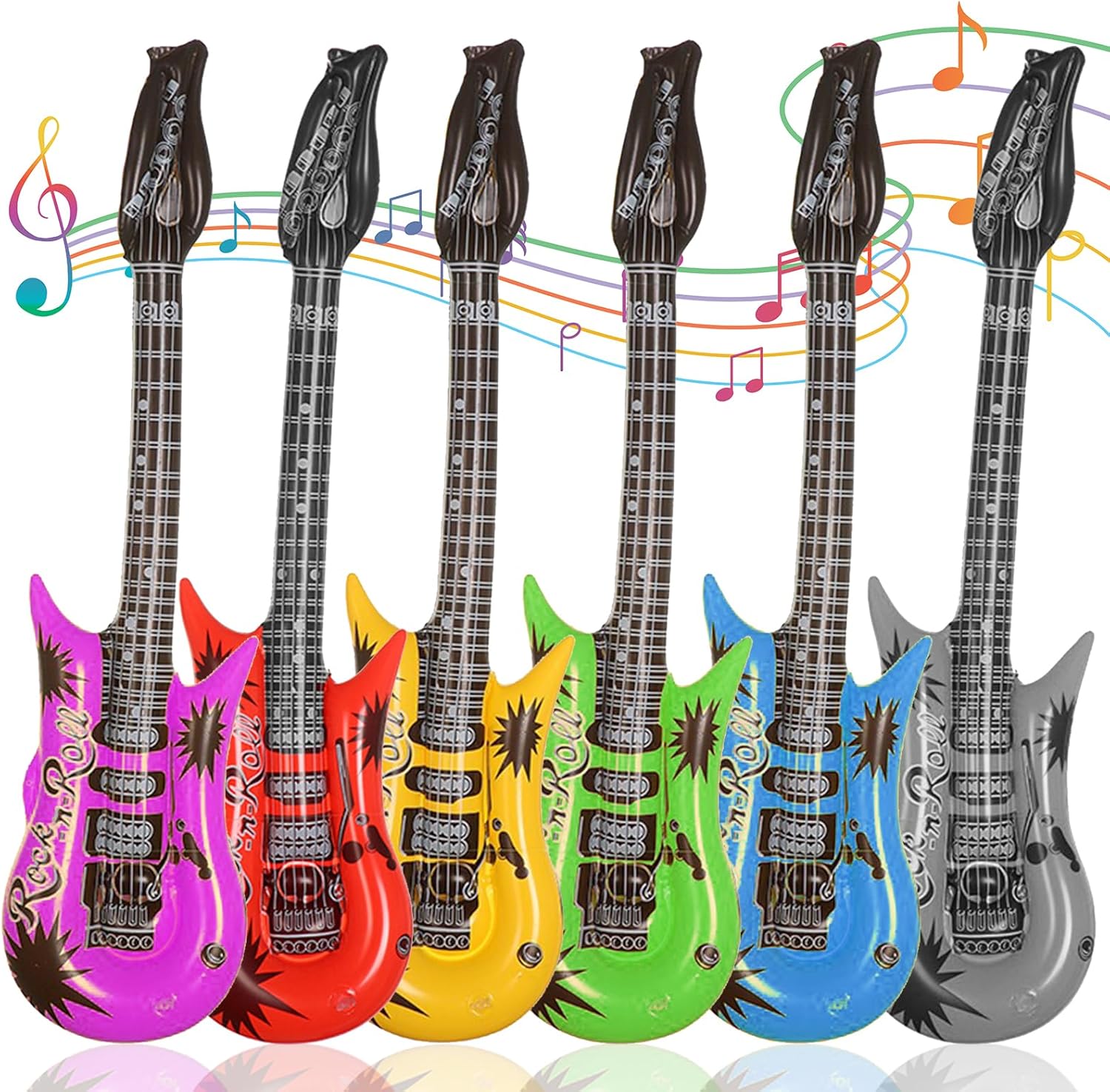 6-Pack Inflatable Guitar Balloons - Rock Star Fun!