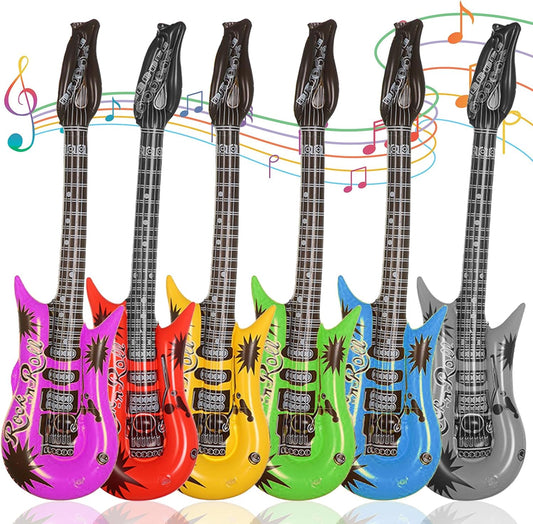 6-Pack Inflatable Guitar Balloons - Rock Star Fun!