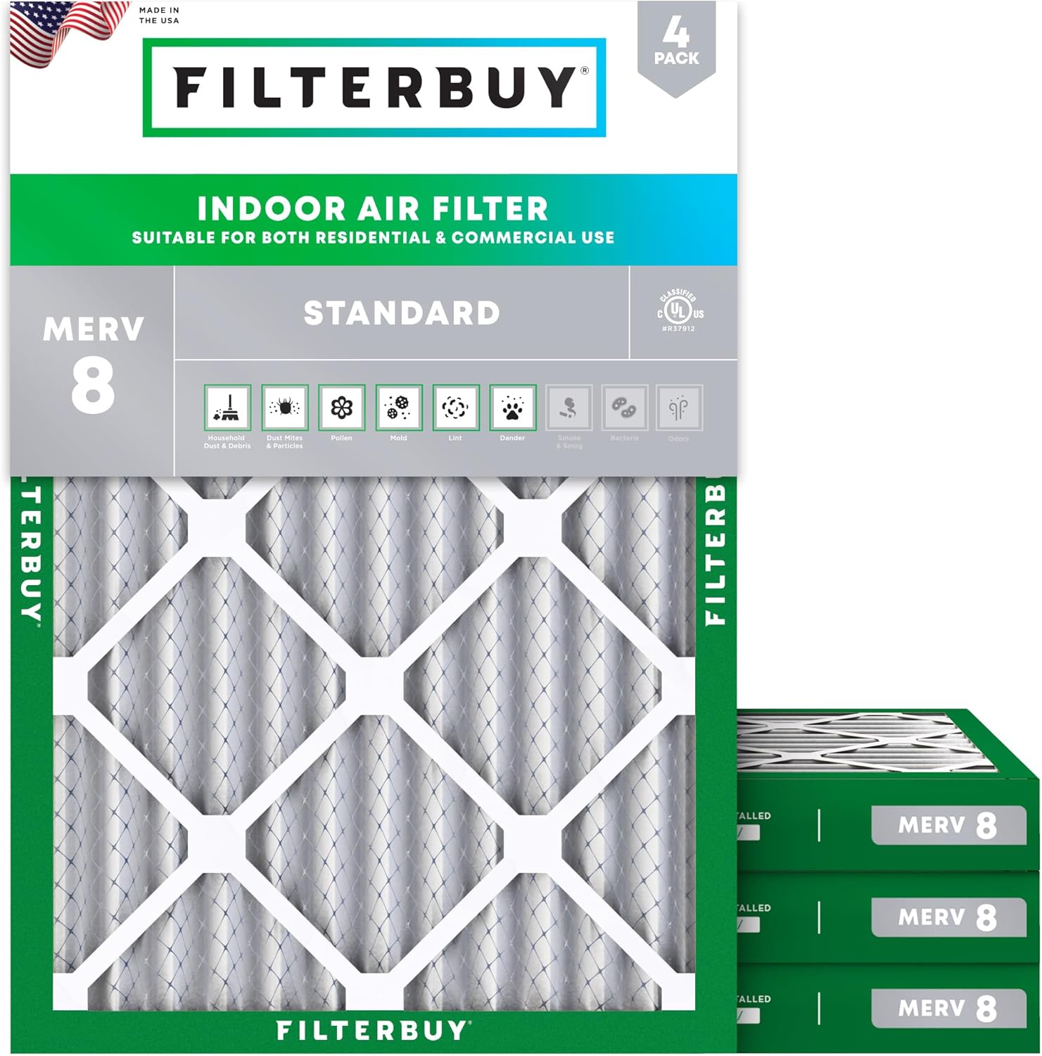 Filterbuy 24x28x2 Air Filter MERV 8 for Dust & Allergy Defense