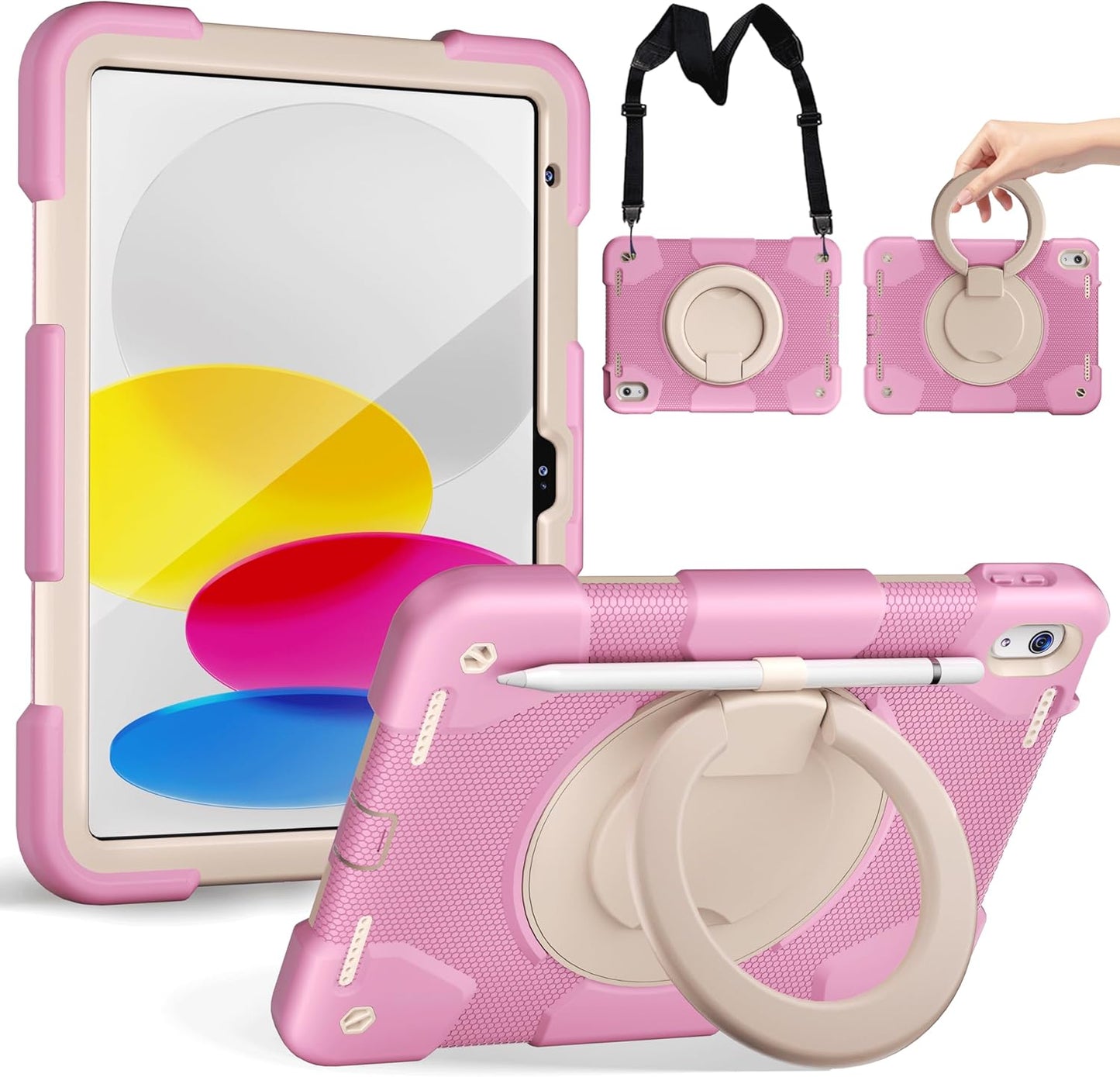 iPad 11th/10th Generation Case with 360 Rotate Stand and Strap
