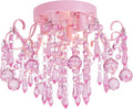 Mini Chandelier Crystal Pink Semi Flush Mount - Small 3-Light