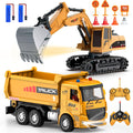 Remote Control Excavator and Dump Truck Toy Set - 2-in-1 RC