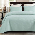 King Size Aqua Blue Quilted Bedspread Set - All Seasons