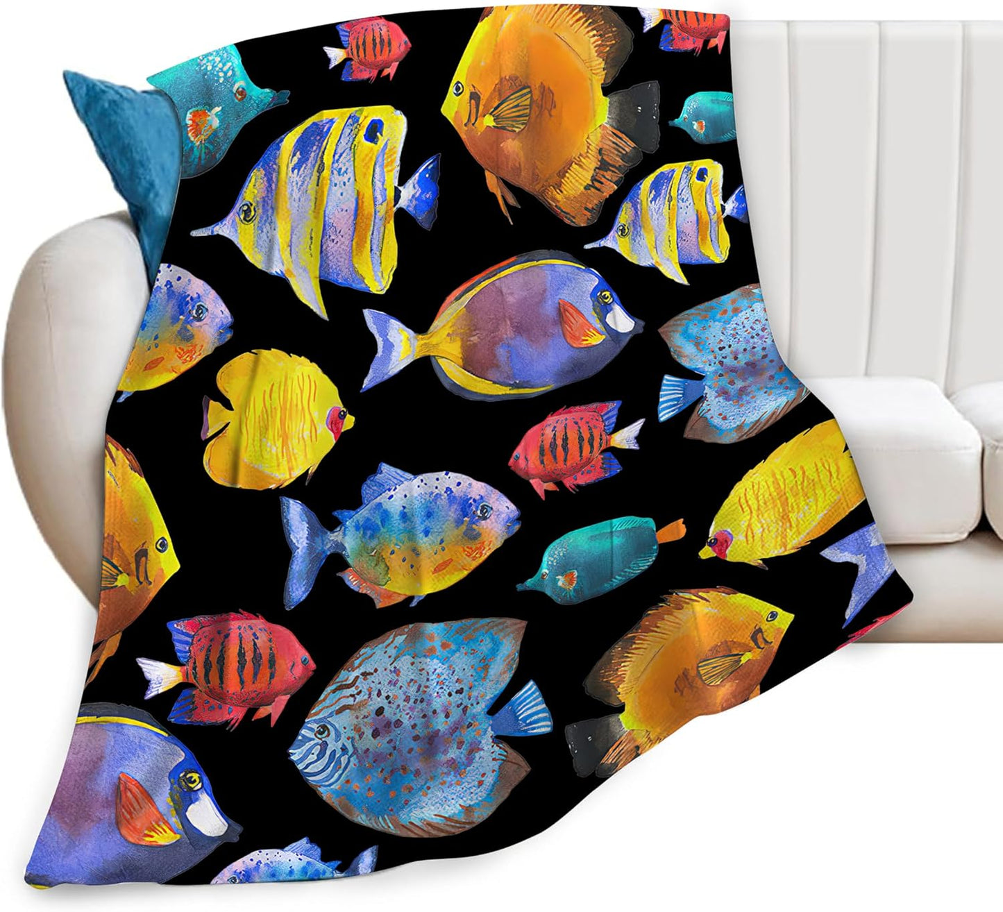 Super Soft Tropical Fish Throw Blanket - Cozy Fluffy Fleece!