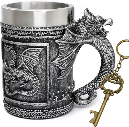 GOT Dragon D&D Coffee Mug - Stainless Steel Tankard - 21oz