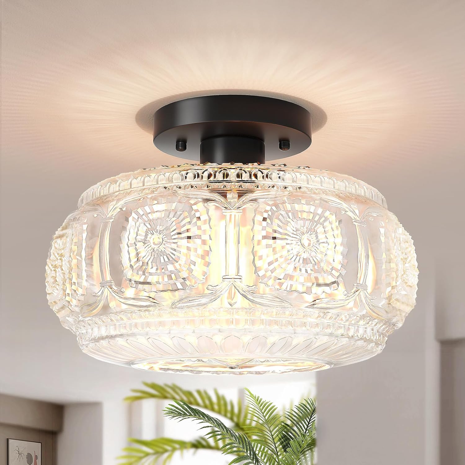 Semi Flush Mount Ceiling Light Fixture for Vintage Home Decor