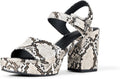 Women's Platform Heel Sandal with Faux Snakeskin - Comfortable Fit