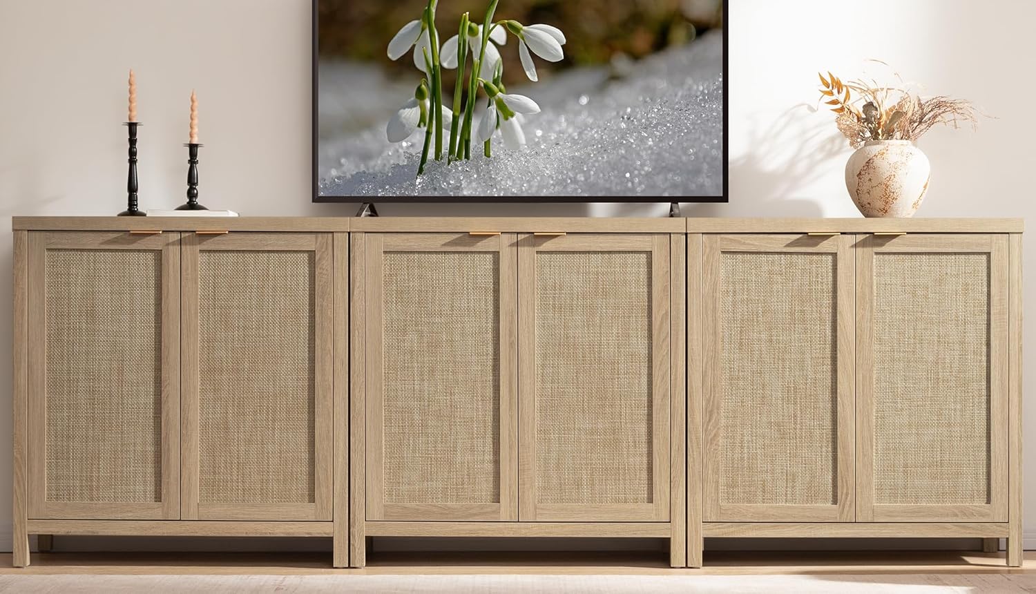 SICOTAS Rattan Sideboard Buffet Storage Cabinet for Home Use