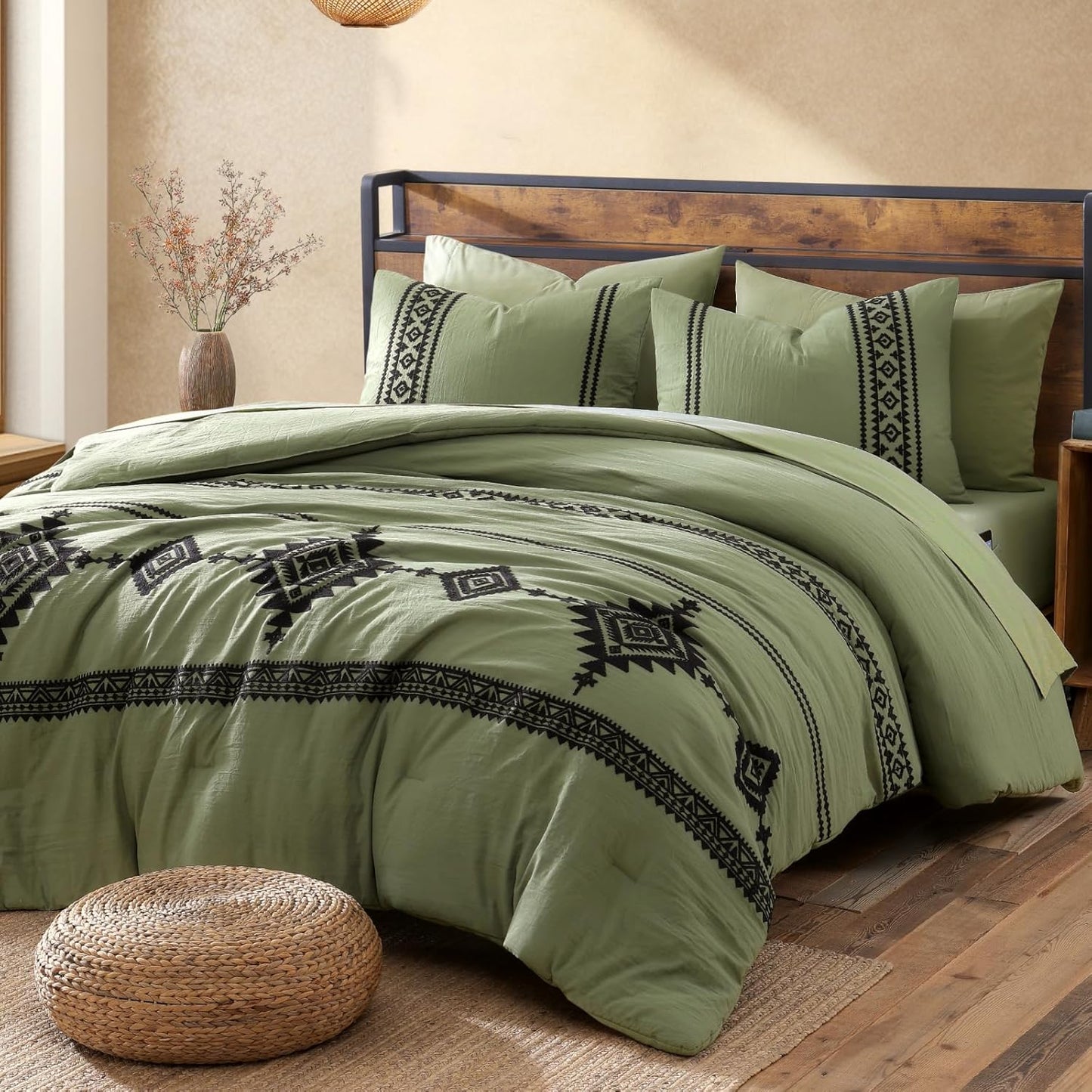 MaiReve King Size Comforter Set with Exquisite Embroidery Design