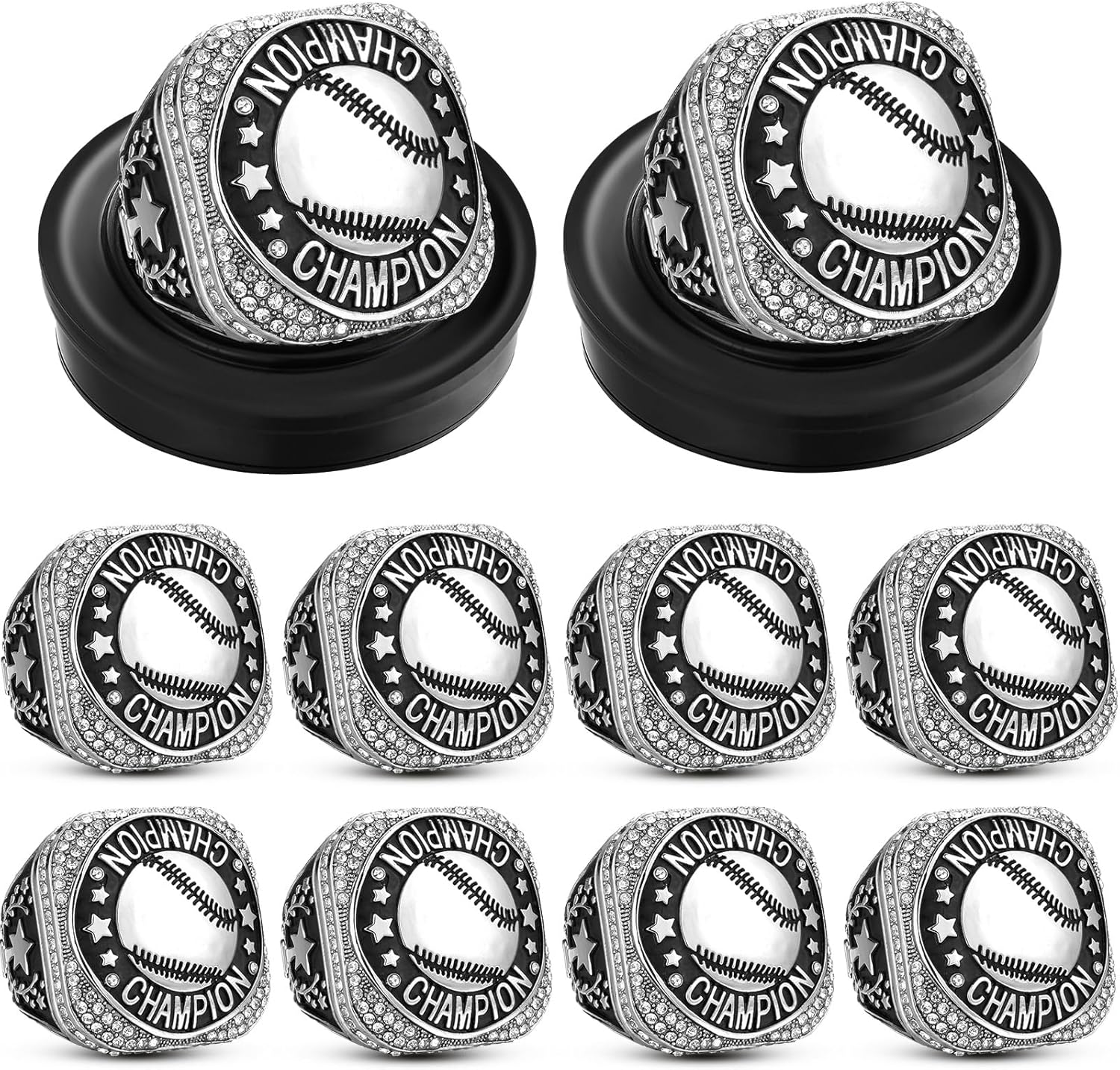 10pcs Softball Soccer Baseball MVP Trophy Rings with Chains