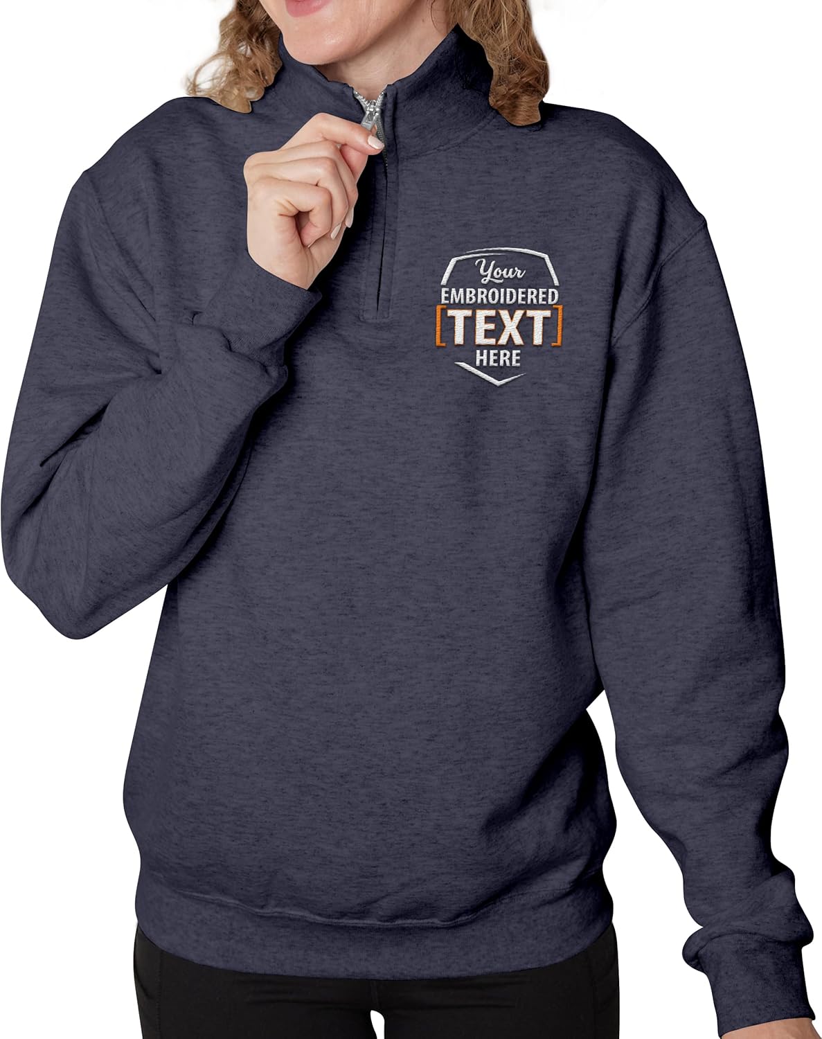 Personalized Embroidered Quarter Zip Sweatshirt by TEEAMORE