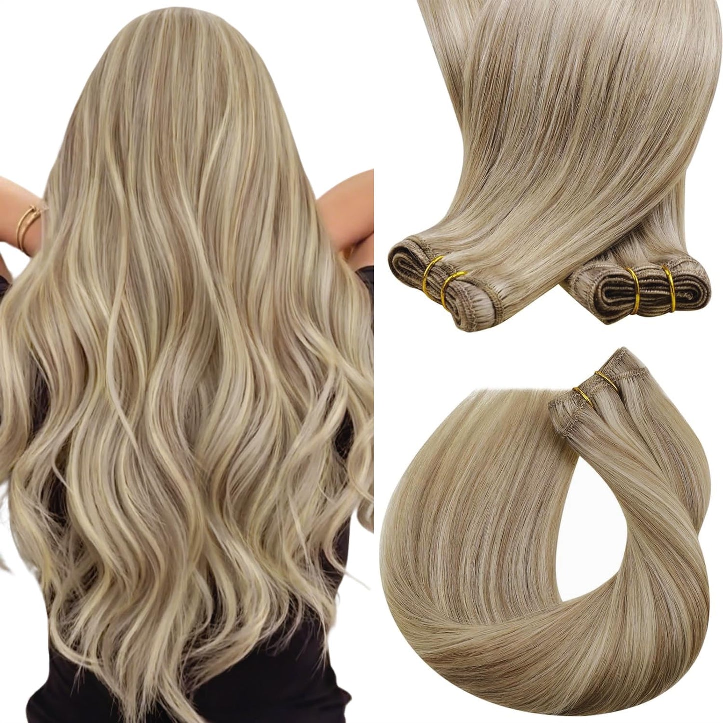Sunny Hair Human Hair Extensions Sew in Blonde Highlights Weft