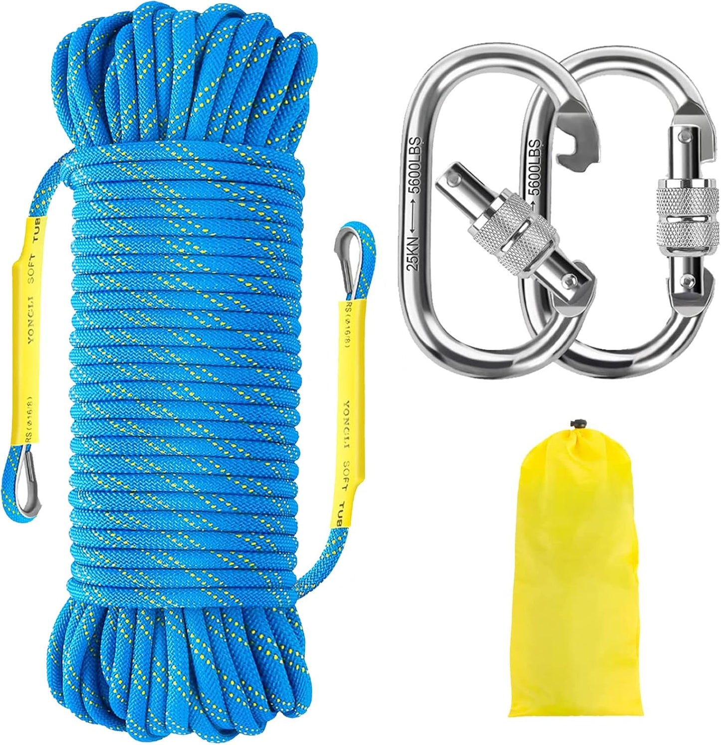 NTR 8MM Static Rock Climbing Rope with Steel Hooks for Safety