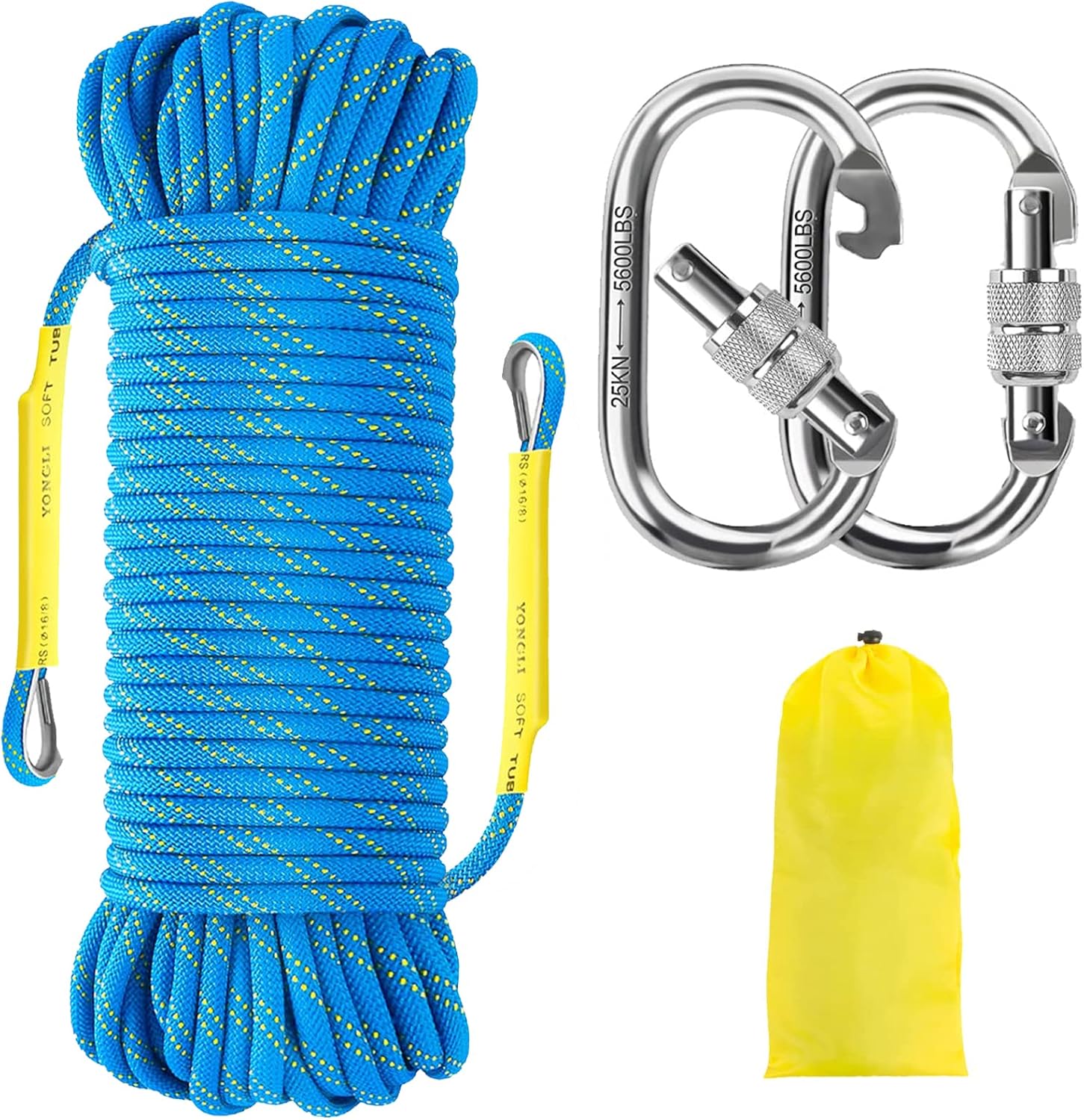 NTR 8MM Static Rock Climbing Rope with Steel Hooks for Safety