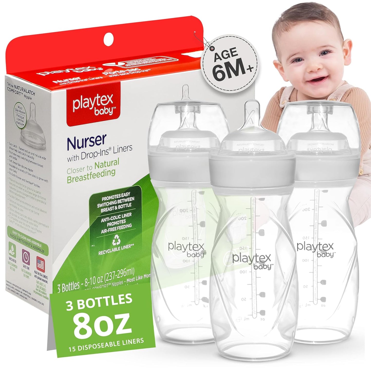 Playtex Baby Anti-Colic Nurser Bottles - Gas-Free Feeding