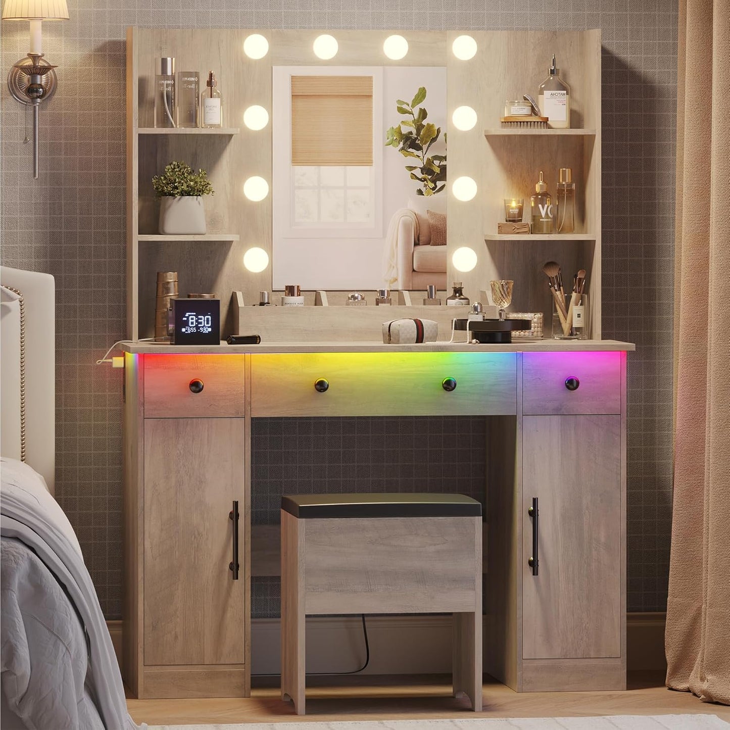 Makeup Vanity Desk with Mirror and Lights for Stylish Bedrooms