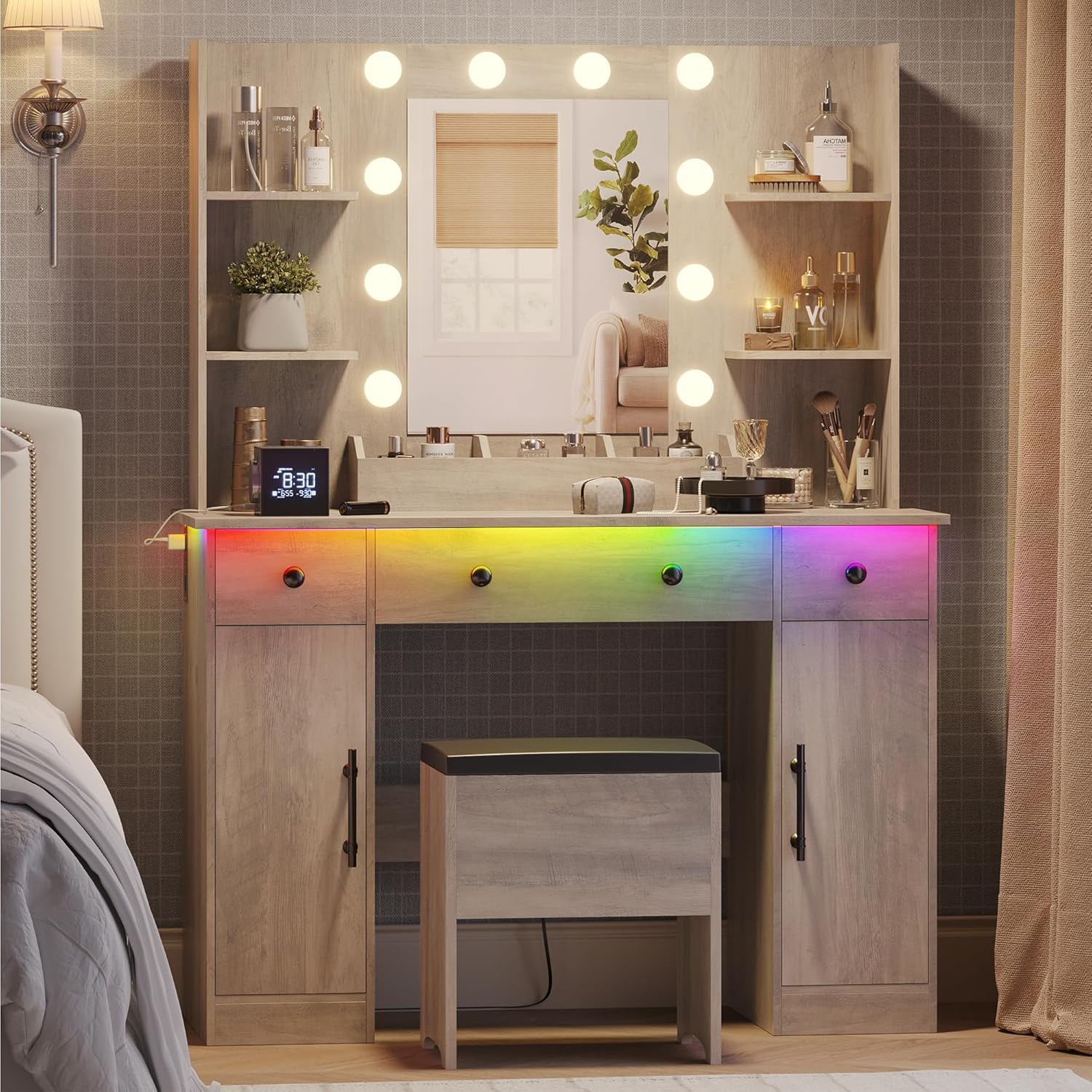 Makeup Vanity Desk with Mirror and Lights for Stylish Bedrooms