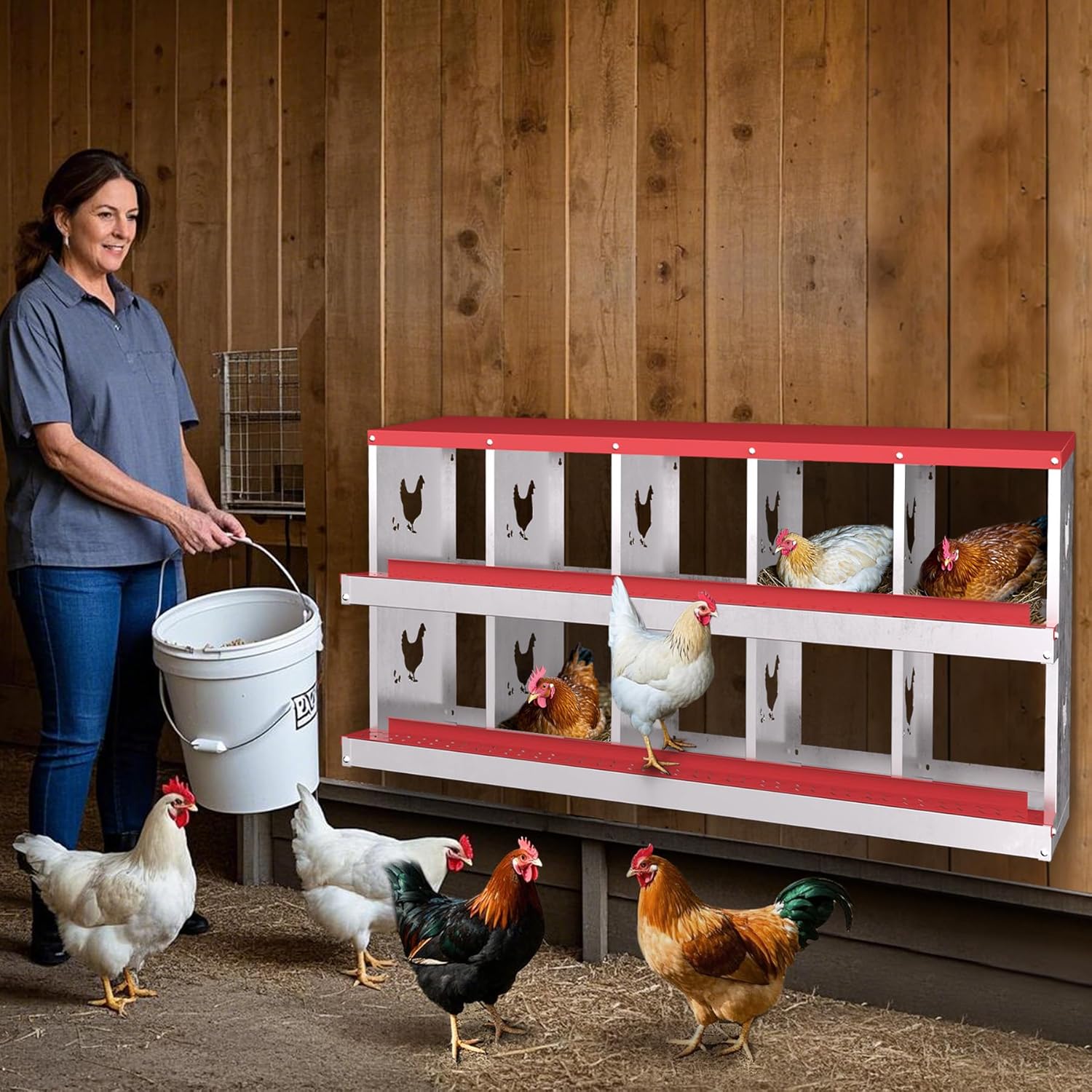 Innovative Chicken Nesting Box with 10 Holes for Easy Egg Collection