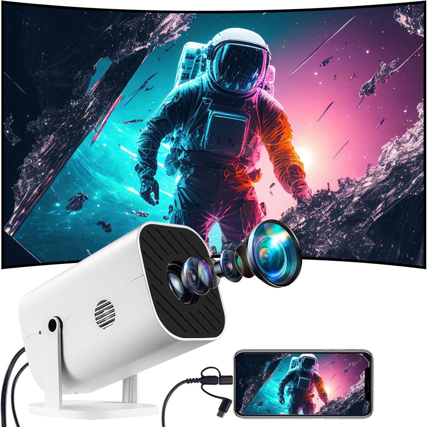 YGSKK Portable Mini Projector: Native 1080p, 4k Compatible