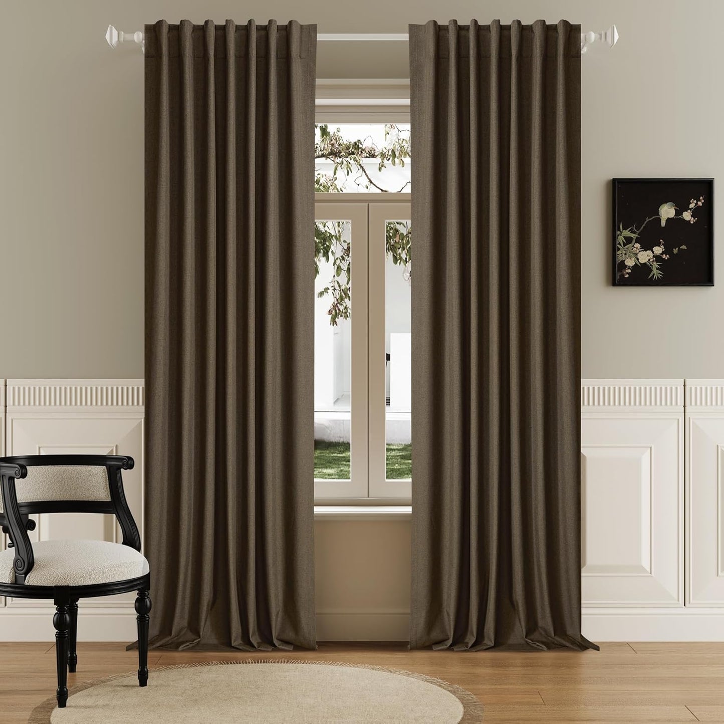 DUALIFE 96 Inch Curtains Set for Farmhouse Blackout Needs