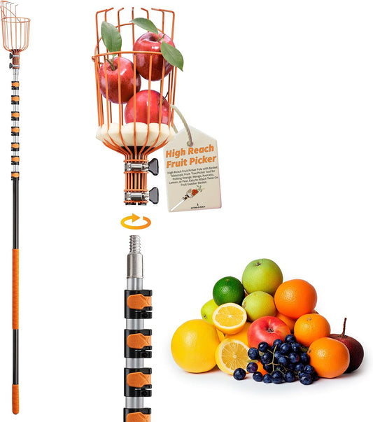 Ultimate Fruit Picker Pole with Basket for High-Reach Picking