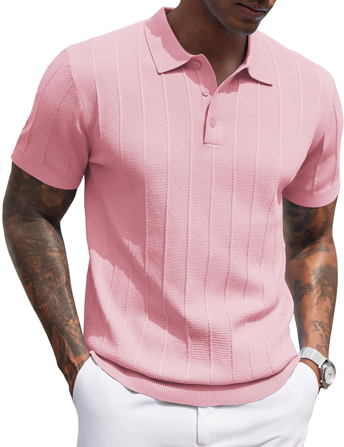 Stylish COOFANDY Mens Knit Polo Shirts for Casual Golf Wear