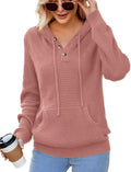 CiCiBird Women Fall Hoodies Sweater Knit V Neck Oversized Pullover