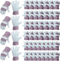 Leather and Cotton Work Gloves 48 Pairs - Padded Reinforced Palms