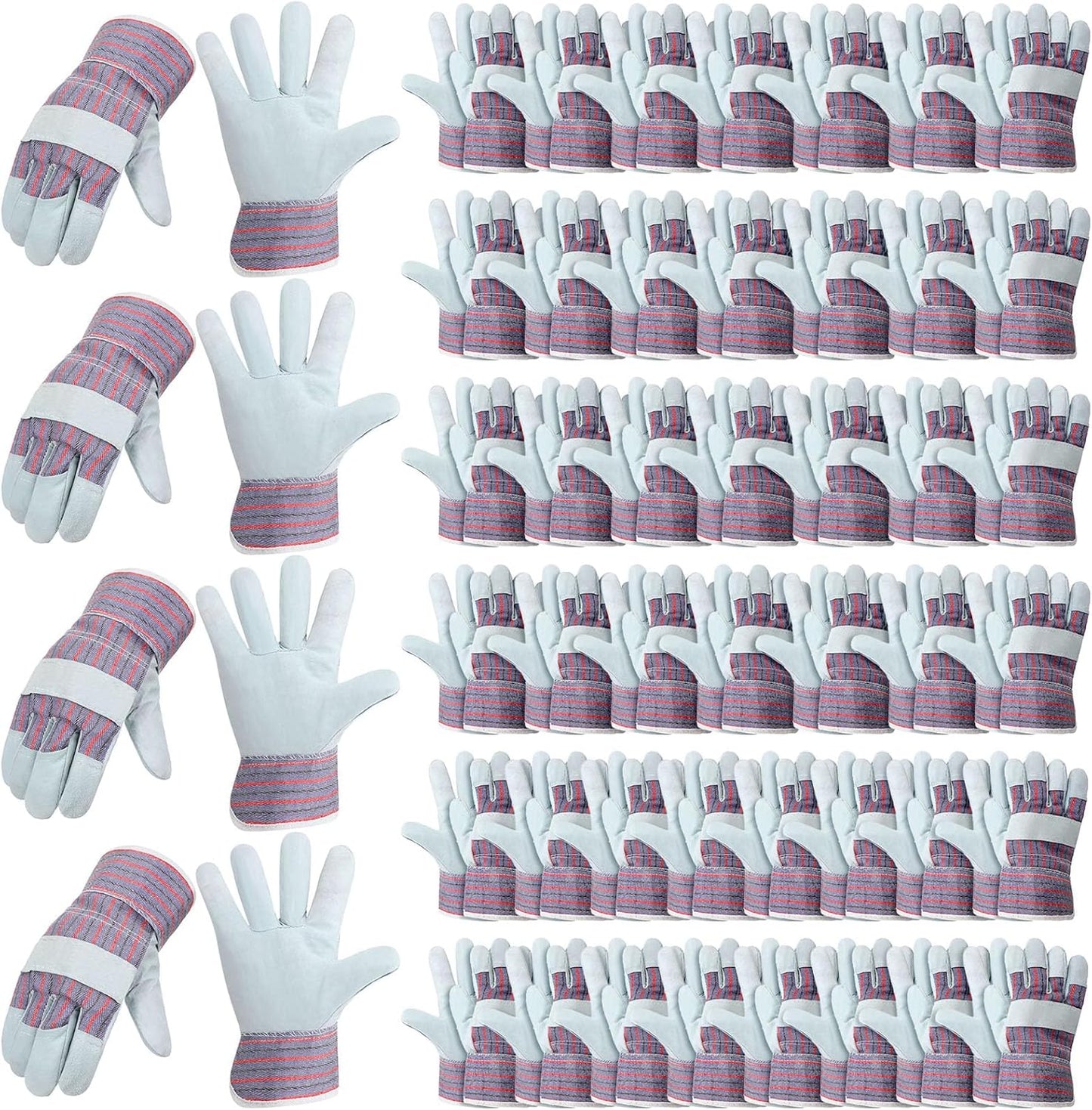 Jiuguva 48 Pairs Padded Work Gloves - Heavy Duty for Landscaping & Construction