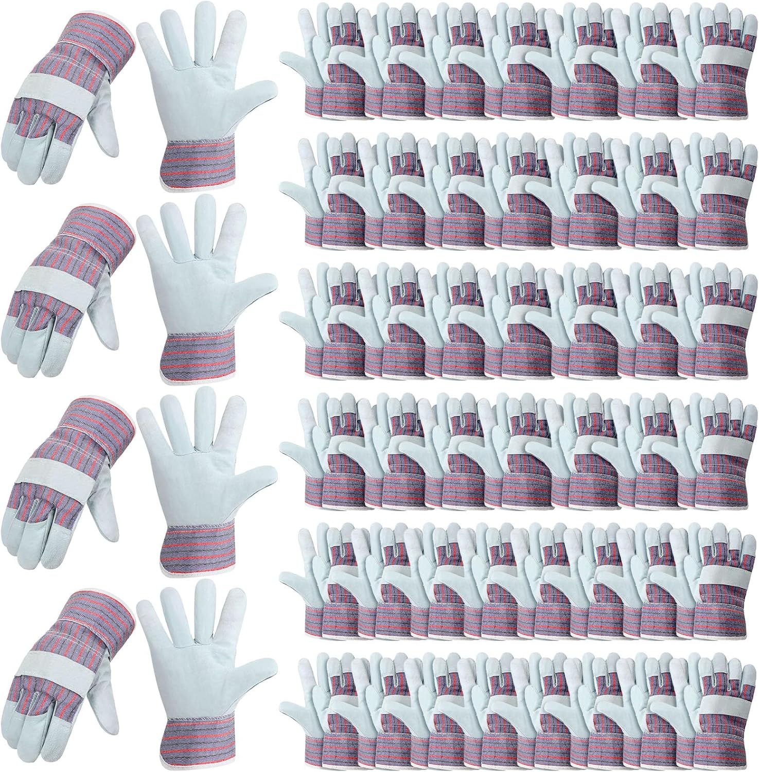 Jiuguva 48 Pairs Padded Work Gloves - Heavy Duty for Landscaping & Construction